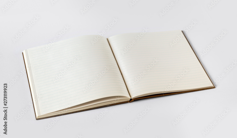Open blank notebook isolated on grey Open blank notebook isolated on grey