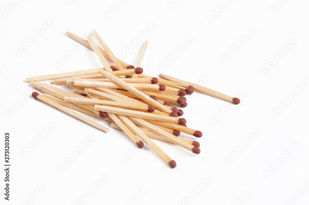 The matches are isolated on a white background.Copy space