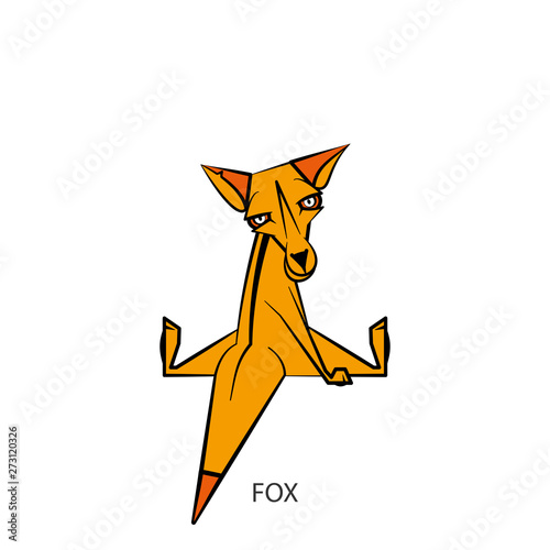 Cartoon character of a forest animal. Funny interesting fox sits and poses turning his head on a white background. Vector illustration. The inhabitant of forests and steppes. Yes! It's me!
