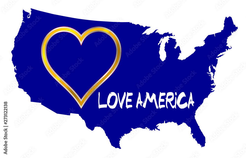Fototapeta premium Love America USA Map Silhouette