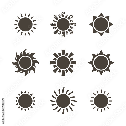 Vector sun icon set isolated