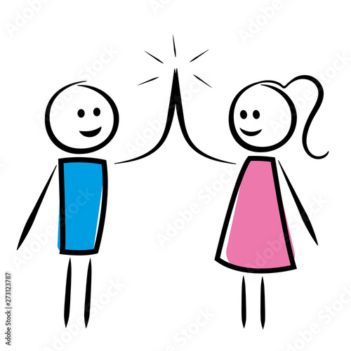High Five zwischen Mann und Frau