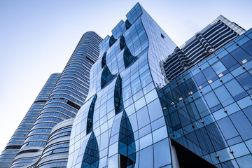 Low angle shot of modern glass building
