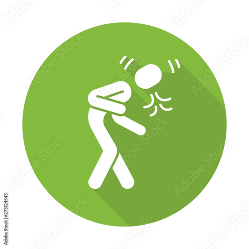 Coughing, sneezing flat design long shadow glyph icon