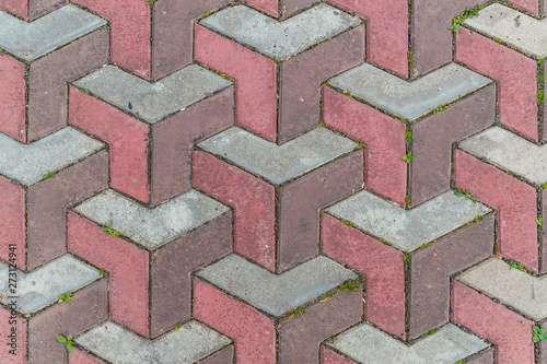 abstract background of tiled walkway in a park with 3D effect