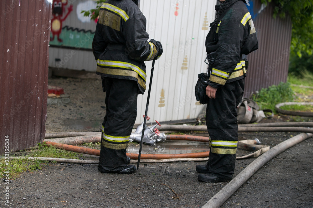 firefighters extinguish the fire house firefighters extinguish the fire house
