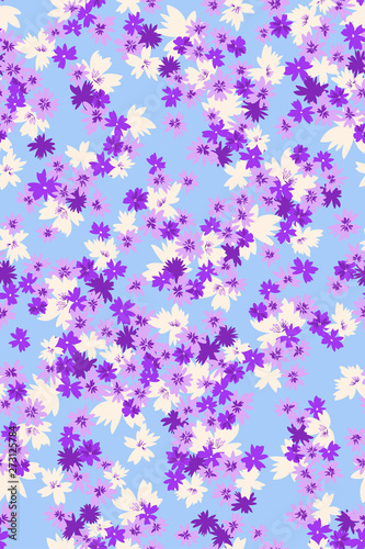 vector seamless artistic little ditsy flowers pattern. Romantic allover blossom design with cute gentle florals.