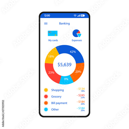 Banking smartphone interface vector template