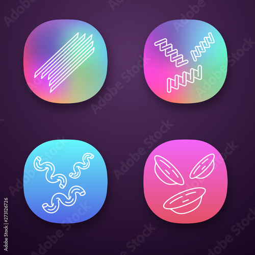 Pasta noodles app icons set