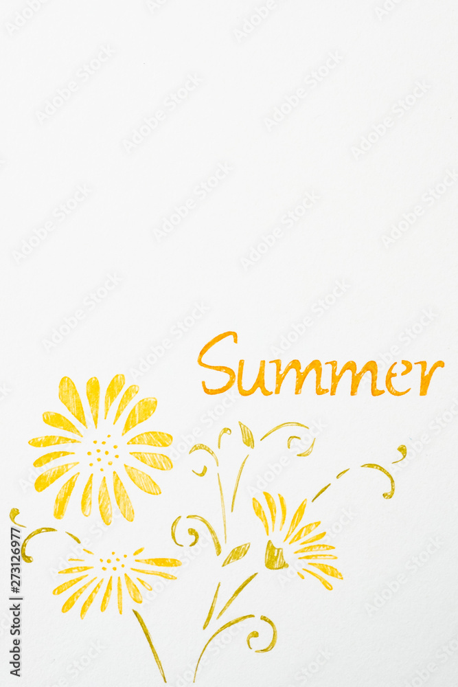 Arrière plan dessin floral fait main et calligraphie Summer Arrière plan dessin floral fait main et calligraphie Summer
