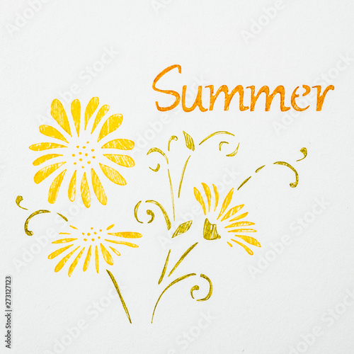 Wallpaper Mural Arrière plan dessin floral fait main et calligraphie Summer Torontodigital.ca