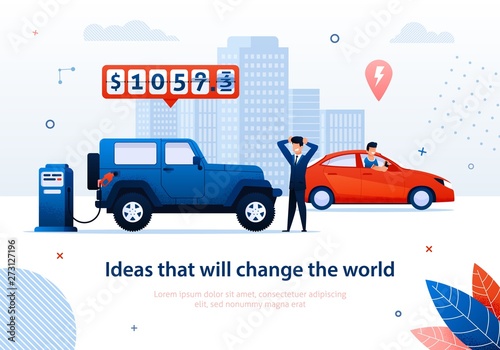 Idea Change World Man Drive Electric Car Advantage