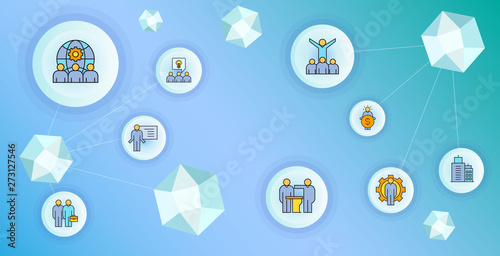 business management and organization    concept network illustration