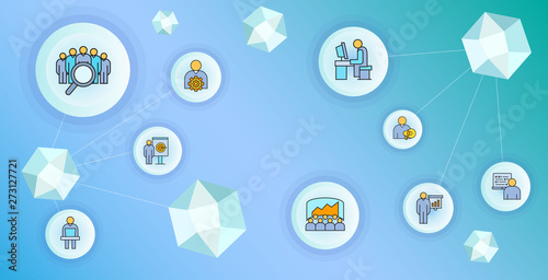 business management and organization    concept network illustration