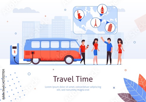 Travel Time Man and Woman Friend Minivan Road Trip