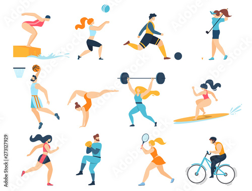 Professional Sport Activities. Men Women Sportsmen