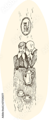 Foto Man and woman gossip by the river characters macabre noir people emotions conspi