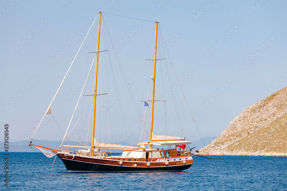 Retro Sailing ship yacht on the sea