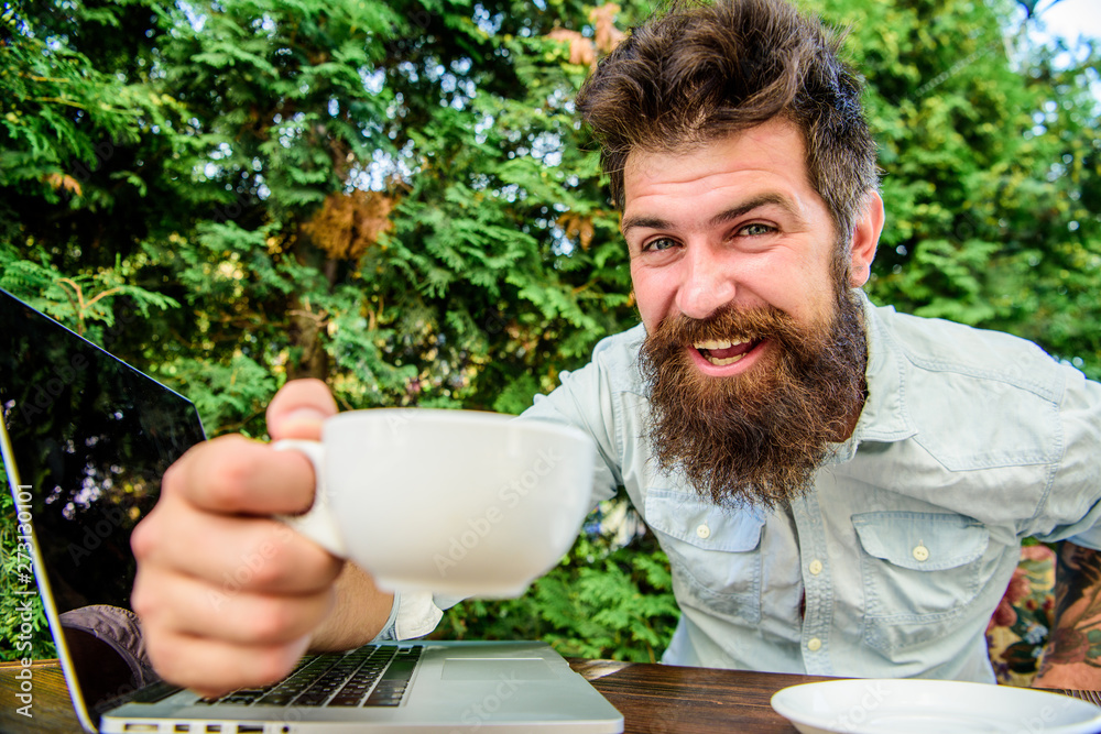 brutal bearded hipster at coffee break. happy man with laptop. agile business. Business success. office worker. Successful businessman. perfect deal. Keeping business on top with digital technologies brutal bearded hipster at coffee break. happy man with laptop. agile business. Business success. office worker. Successful businessman. perfect deal. Keeping business on top with digital technologies