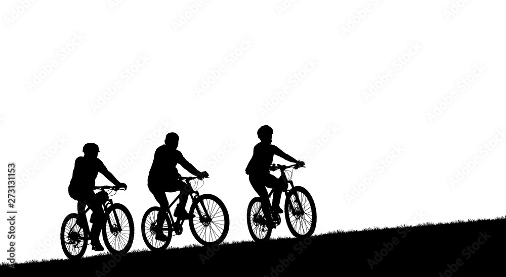 silhouette cyclists bicycle riders on white background. silhouette cyclists bicycle riders on white background.