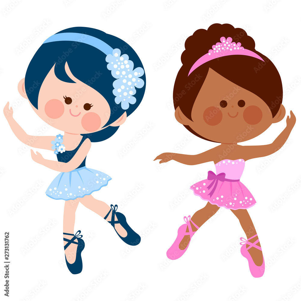 Cute Ballerina Dancer Girls Vector Illustration Stock Vector Adobe Stock 