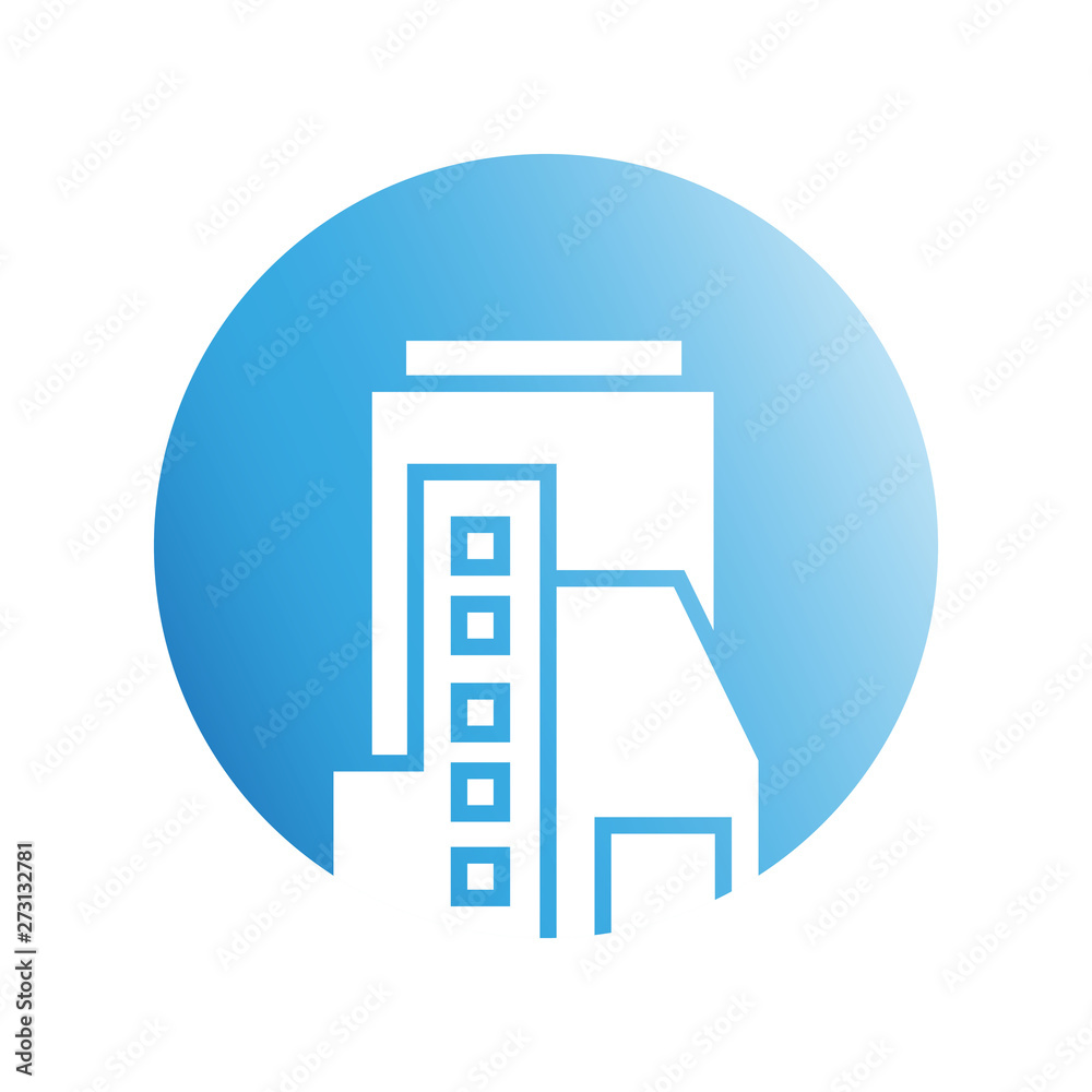 blue city building in circle shape blue city building in circle shape