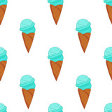 Blue Ice cream seamless pattern.