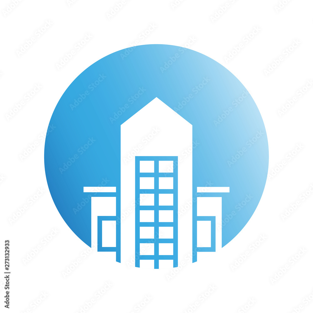blue city building in circle shape blue city building in circle shape
