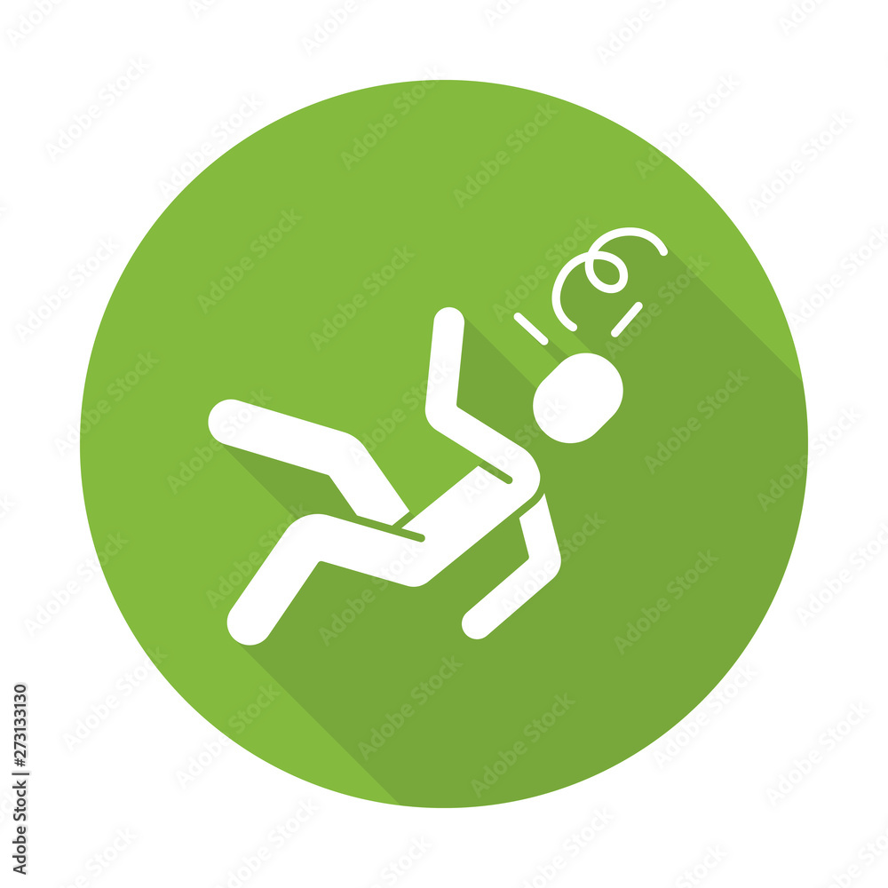 Fainting flat design long shadow glyph icon