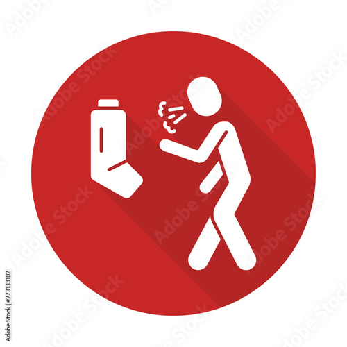 Allergic asthma flat design long shadow glyph icon