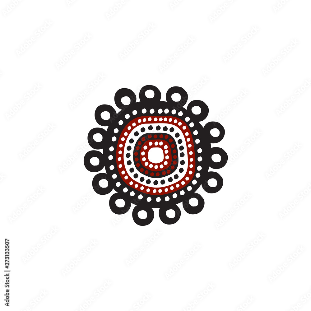 Aboriginal art dots painting icon logo design vector template