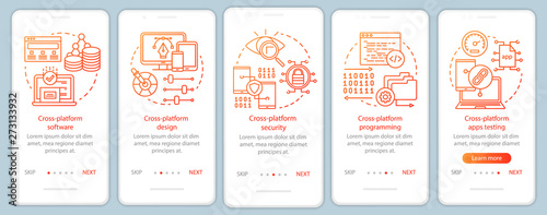 Cross platform security onboarding mobile app page screen vector template
