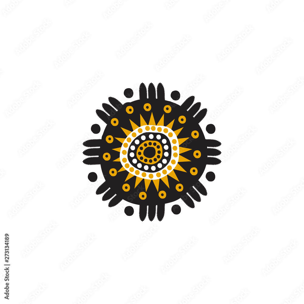 Fototapeta premium Aboriginal art dots painting icon logo design vector template
