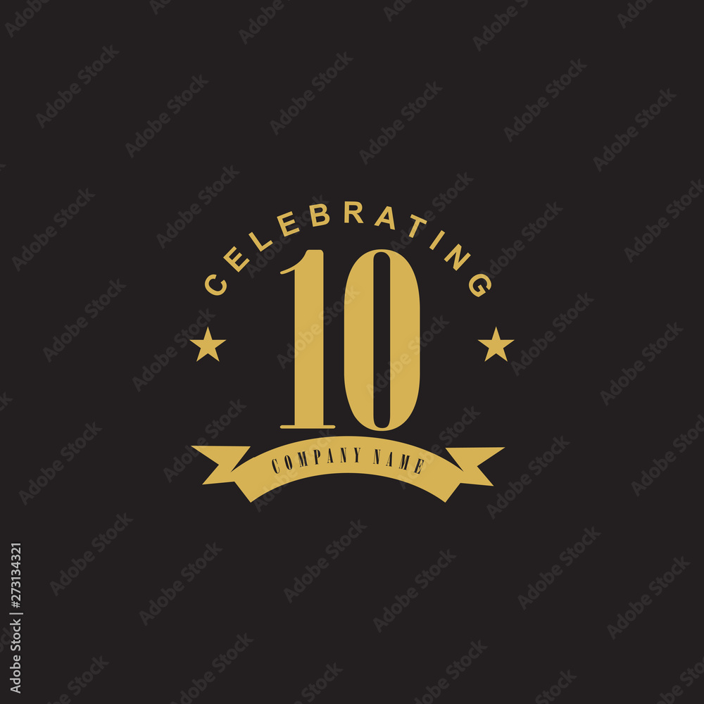 10th years celebrating anniversary badge template