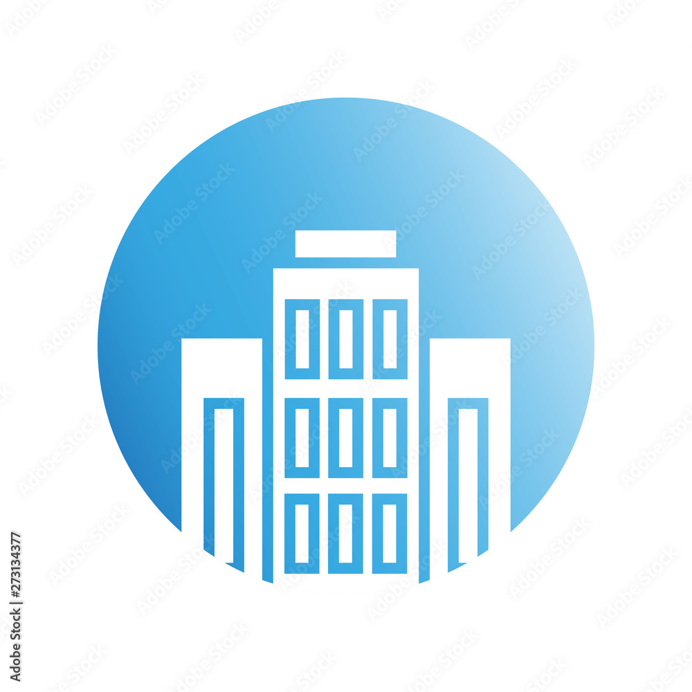 blue city building in circle shape