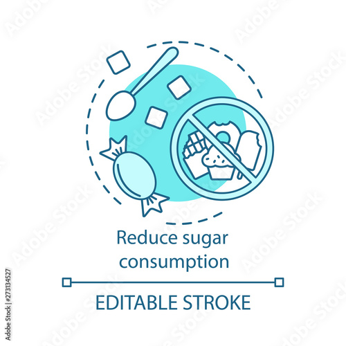 Reduce sugar consumption concept icon