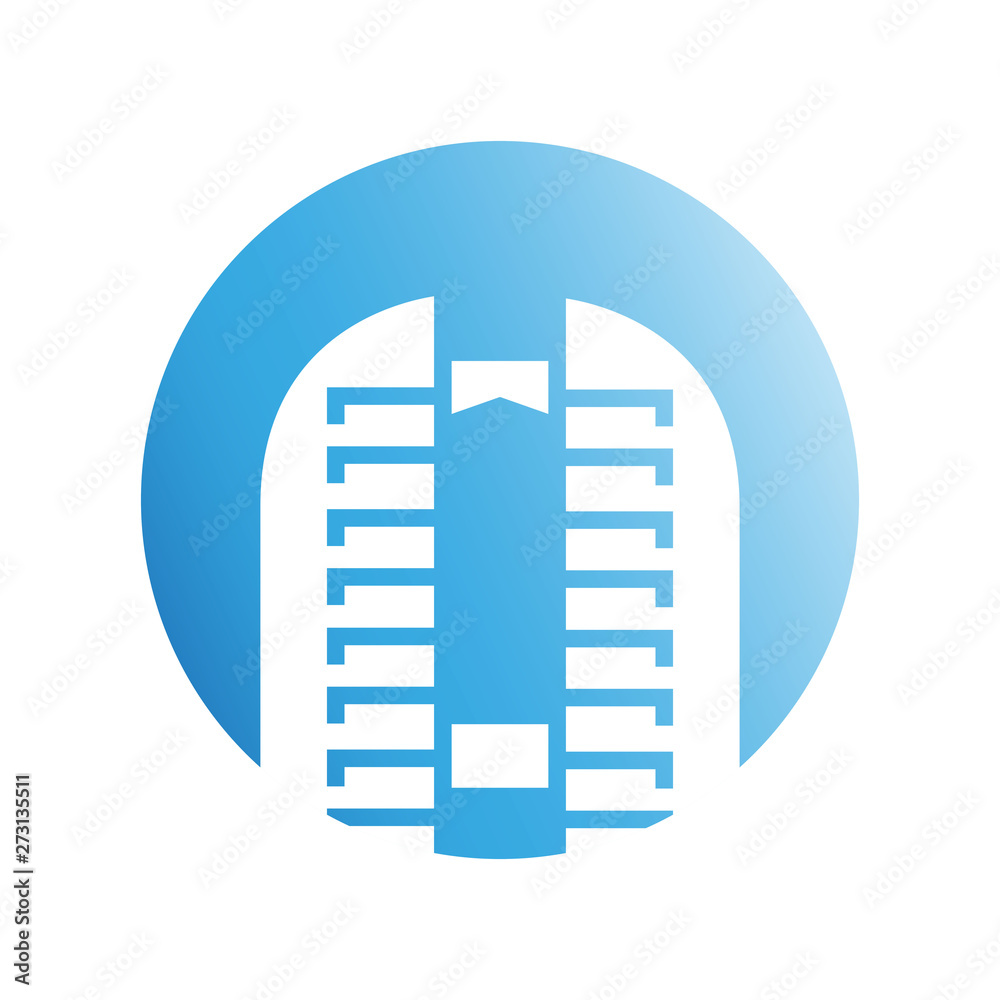 blue city building in circle shape blue city building in circle shape