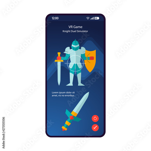 VR game smartphone interface vector template