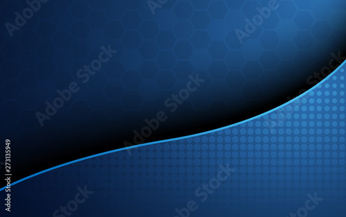 Blue honeycomb with blue wave curve abstract background. Wallpaper and texture concept. Minimal theme. Vector illustration