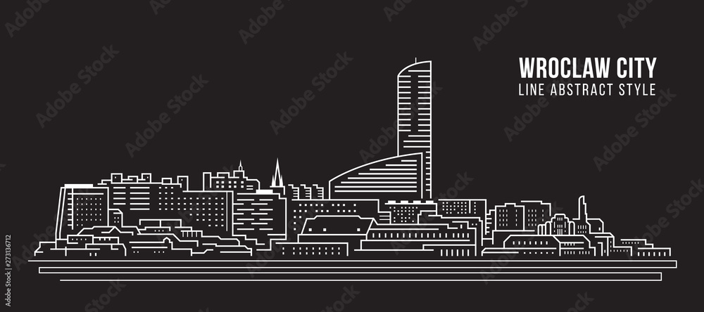 Cityscape Building Line art Vector Illustration design - wroclaw city