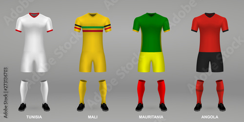 Set of realistic football kits,