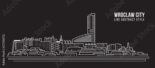 Cityscape Building Line art Vector Illustration design - wroclaw city photo