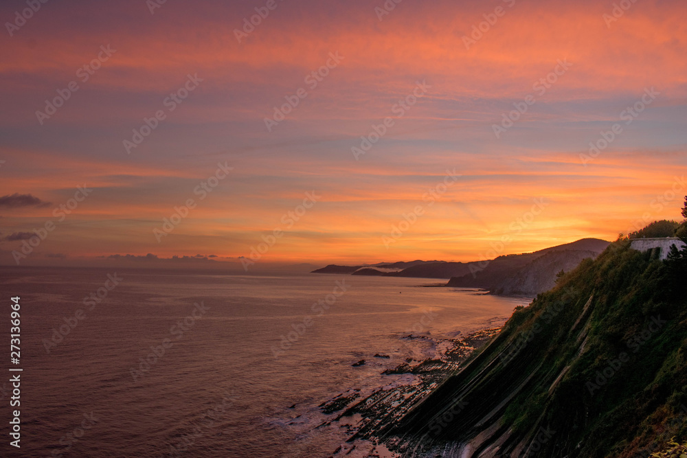 A beautiful sunrise in the coastal town of Deba, Basque Country
