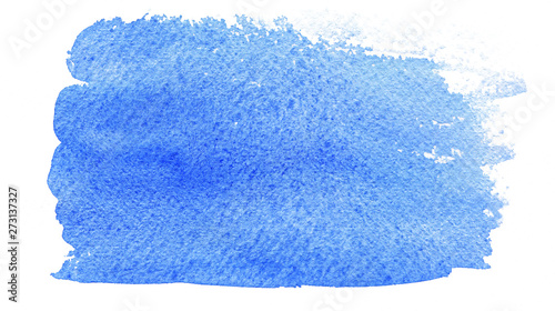 Hand painted watercolor illustration. Abstract color splashing in blue colors isolated on white background