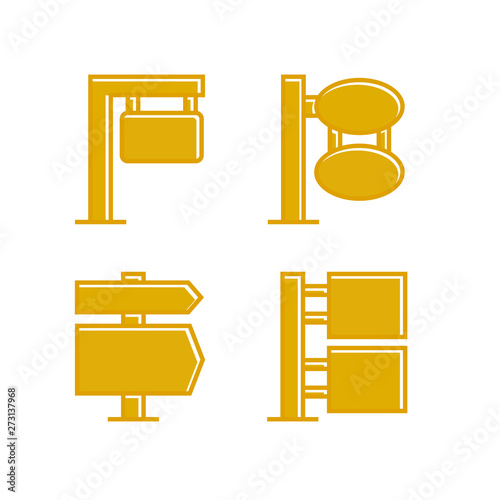 yellow wooden signpost and signage icons