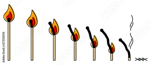 Row of lit matches burning down