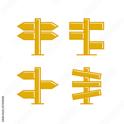 yellow wooden signpost and signage icons