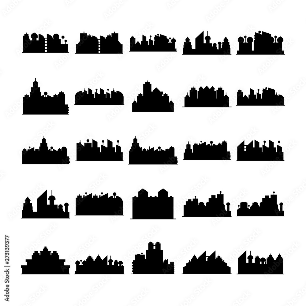 Naklejka premium city skyline silhouette vector illustration