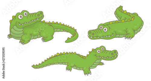 Set of Crocodiles. isolated on white background © volyk