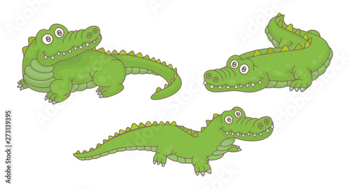 Set of Crocodiles. isolated on white background